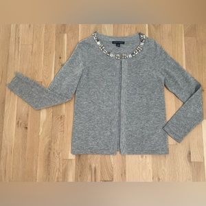 Banana Republic grey jeweled open cardigan sz S